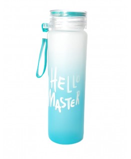 Hello master glass bottle blue